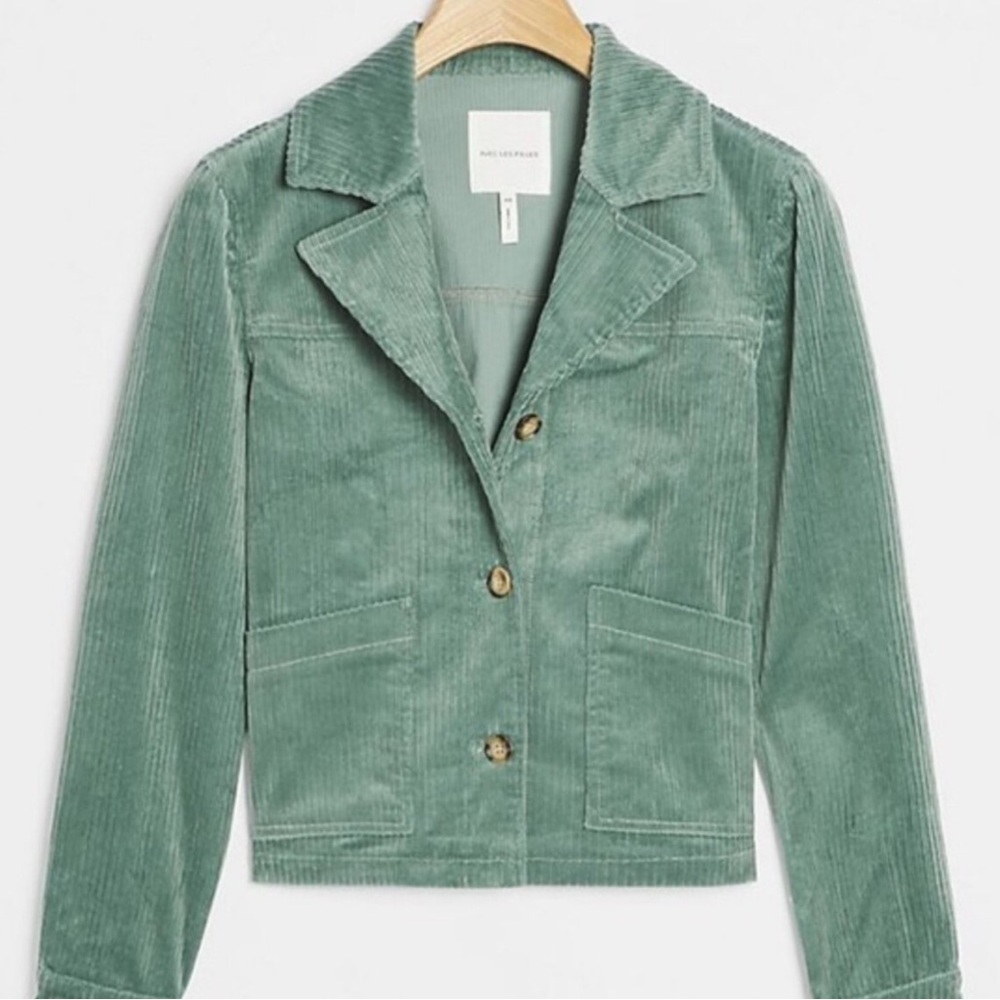 ANTHROPOLOGIE Avec Les Files Tegan Teal Corduroy Utility Work Jacket